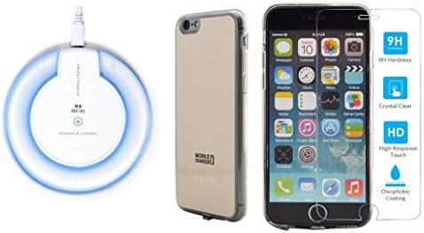 Qi Wireless Charger for iPhone 6 by Mobile Charger ®. 3 in 1 bundle – includes Qi Wireless Charger, Wireless Charging Receiver Case &amp; Tempered Glass Protection. Fits iPhone 6 &amp; 6S
