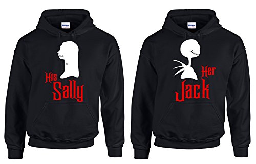 Her Jack/His Sally Nightmare Before Christmas Couples Hoodies (M Bla.L/W Bla.M)