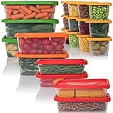 Meal Prep Food Storage Containers with Lids BPA Free Plastic Freezer and Microwave Safe, 42 Piece Set 4 Sizes, Stackable Lunch Containers Set Reusable & Dishwasher Safe