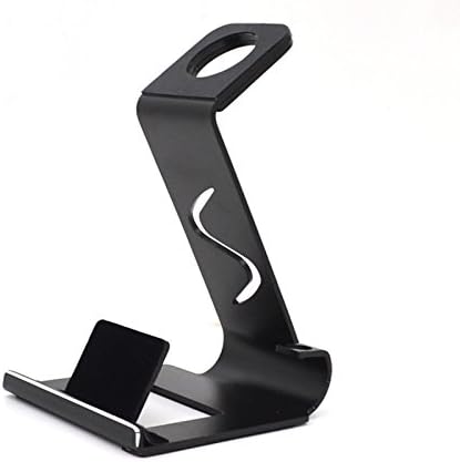RCLITE 2-in-1 Aluminum Charging Stand Holder,Charging Docking Station for All Iwatch &amp; Iphone 5/ 5s/ 6/ 6 Plus, Tablet Mini Samsung,Sport Smartwatch (Black)