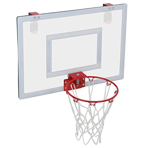 LEMY Over the Door XL Mini Basketball Hoop Set W/ 23"x16" Shatterproof Backboard,5.5" Ball, Hand Pump