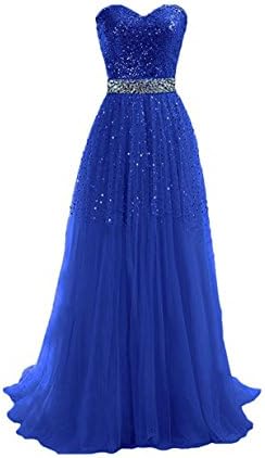 DingDingMail Women's Exquisite Sweetheart Tulle Long Prom Dresses 2017 Lace Up Party Gowns (067)