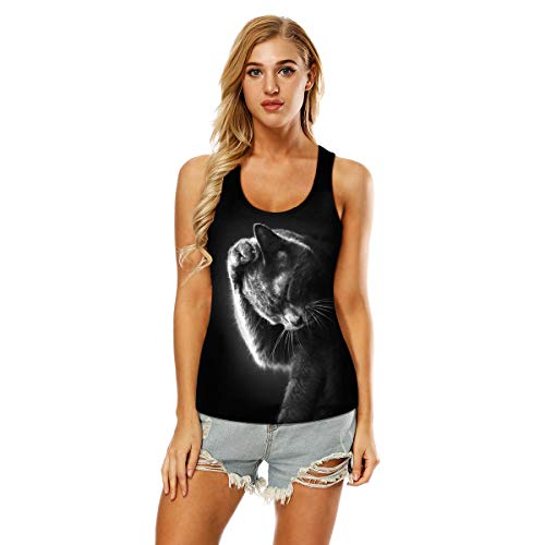 Womens Skull Shirts Cut Out Workout Yoga Running Tank Tops Sleeveless Casual Shirts Tops (S/M, cat 076)