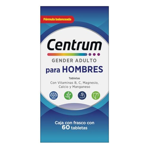 Centrum Multivitaminico Gender Adulto Hombre com Magnesio, Vitamina C, Calcio y Zinc, 60 Tabletas