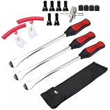 Neiko 20600A Tire Spoon Levers, Motorcycle Bike Repair Tool | 11-1/2 Hardened Steel Irons, 2 Rim Protector Sheaths, 5 Piece Set