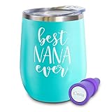 Best NANA Ever Tumbler - 12 oz Insulated Stainless Steel Tumbler with Lid - Includes Rubber Wine Stopper - Nana Gifts, Nana Birthday Gifts, Gifts for Nana, Christmas Gift for Nana, Nana Coffee Mug