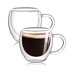 2-Pack 2.5 Oz Espresso Cups With Handle,Clear