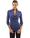 PattyBoutik Women's Ribbed Cowl Neck Long Sleeve Sweater
