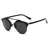 CHB Women's HD Mirrored Lens Creative Metal Frame Street Fashion Designer Polarized Sunglasses UV400 with Case