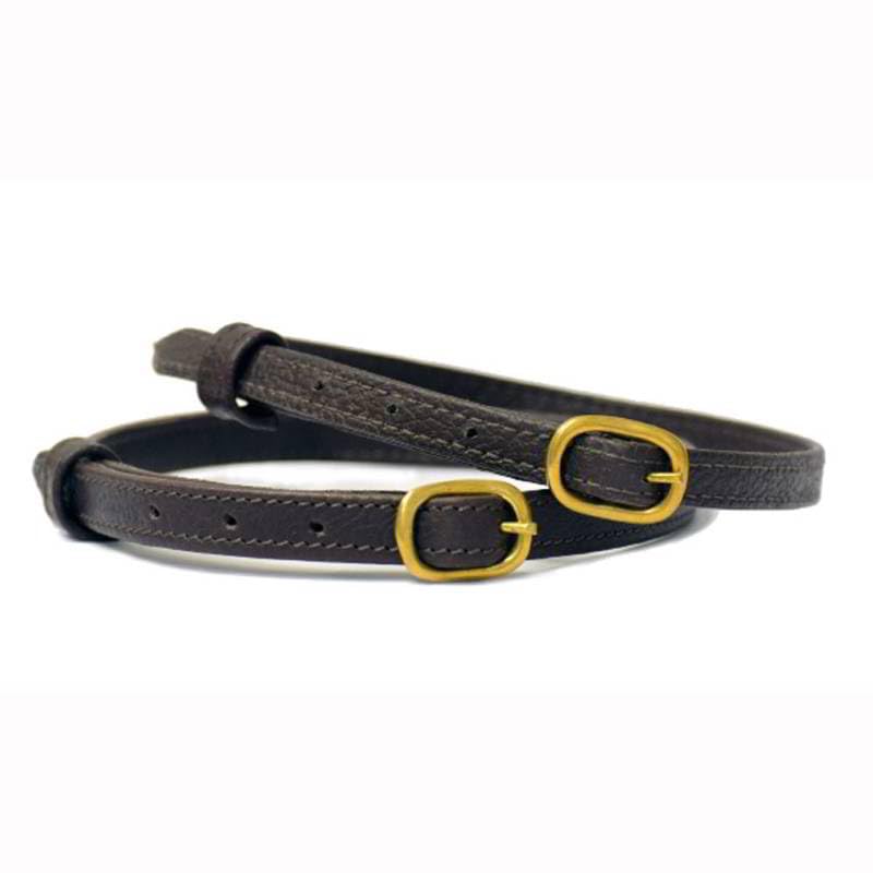 Stübben STEELtec Leather spur straps in black and brown 1118, colour: brown (brass fittings)