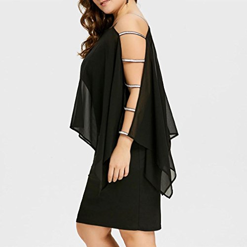 Plus Size Chiffon Dress,Clearance! AgrinTol Womens Solid Ladder Cut Overlay Asymmetric Strapless Mini Dress (XL, Black)