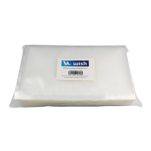 100 Counts Vacuum Food Storage Saver Bags 8 Inch X 12 Inch Quart Size Pre-cut Food Safe Heavy Duty Textured Food Storage Saver Bags Compatible with FoodSaver and Sous Vide