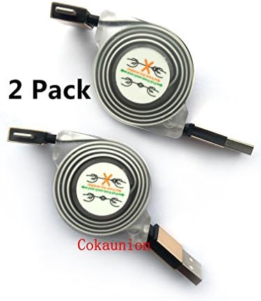 Data Cable,Cokaunion*2in1 Charging Cable,Multifunction Universal Retractable Portable Lightning&amp;Micro USB Data Transfer Connector Cable,For Apple/Samsung/HTC/Sony and Other Smartphone (Black/White)