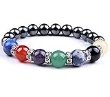 Aphaca Crystal Stretch Bracelet - Natural Stone 7 Chakras Healing Bracelet, Men Women Stress Relief Yoga Beads Bracelets Hematite Magnetic Therapy Bangles