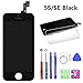 HTECHY Compatible with iPhone 5S Screen Replacement Black Display Touch Screen LCD Digitizer Assembly with Repair Tools Kit Screen Protector