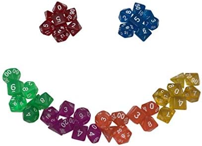 6 Sets of 7 Polyhedral RPG Dice Sets with Dice Bags by SkullSplitter Dice