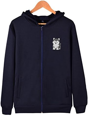 Husky Dog Zip-Up Jersey Hoodie Long Sleeve Outwear Sweatshirt Jacket Unisex