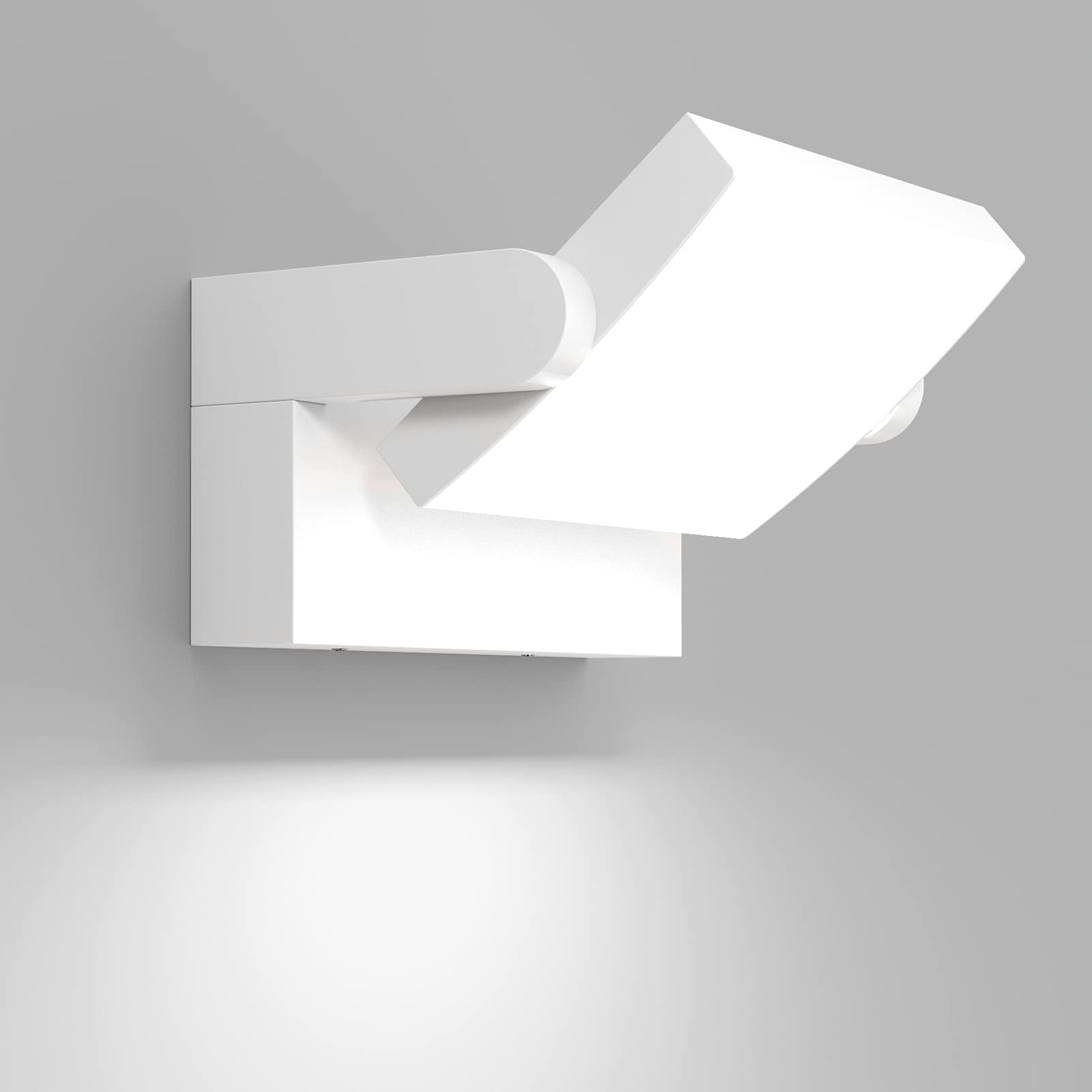 Klighten 24W LED Wall Light Outdoor Indoor Waterproof IP65 Wall Lamp Modern Aluminum Outside Wall Light with Swiveling LED Panel for Entrance Garden Corridor, White, Cold White 5700K-6000K
