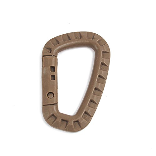 Hisoul Multipurpose D-Ring Locking Hanging Hook Tactical Link Snap Keychain for 1" Wide Webbing (♥ Khaki)