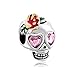 CharmSStory Skull Heart Pink Simulated Birthstone Beads For Bracelets (Pink)