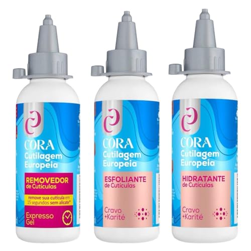 Kit King Cutilagem Europeia Cora Removedor de Cutículas em Gel Esfoliante Hidratante 100ml