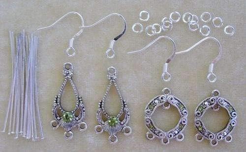 Bead Earring Assorted Findings Kit Swarovski Rhinestone Teardrop GoGo Chandelier (Peridot)