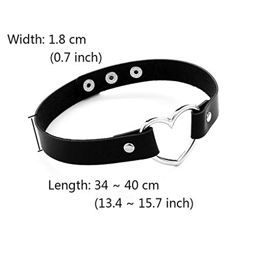 Daimay-2PCS-Collana-Girocollo-Cuore-Gotico-Lolita-Rivetto-Punk-Rock-in-Pelle-PU-Collare-Cosplay-Nero-Anni-90-Misura-Regolabile-Nero