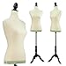 Female White Linen-like fabric Mannequin Dress Form (On Black Tripod Stand)