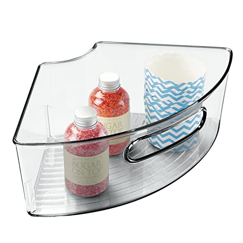 mDesign Deep Plastic Kitchen Lazy Susan Storage Organizer Bin