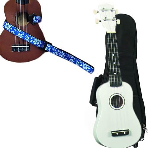 Paquete de ukelele soprano blanco con correas de masterstraps ...