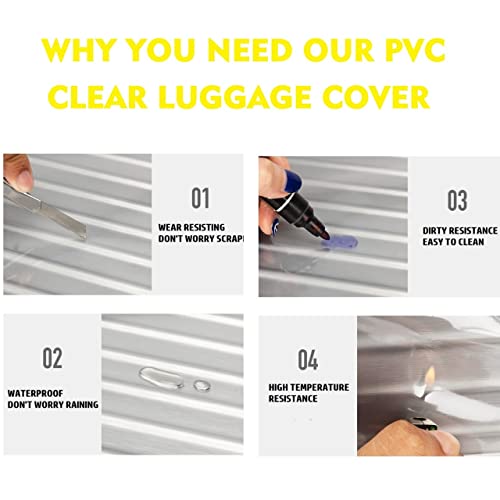 Clear PVC Luggage Cover Protectors - Transparent Waterproof Suitcase Sleeve for 20