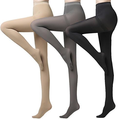 Women's Semi Opaque Tights Control Top Footed Reinforced Toe 80 Denier 120D Stockings Legging Pantyhose 3 Pack