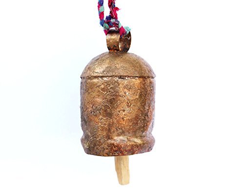 De Kulture Bell Metal Cow Bell Wind Chime Door Bell 7.5X3.5 LWH (Inches) (Brown)