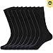 WANDER Classic Ribbed Dress Socks 8 pairs Men's Cotton Solid Premium Socks Seamless Soft (8black, Shoe Size:7-12)