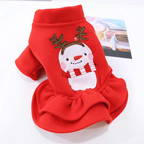 ZLOLIA Christmas Girl Red Dog Ruffle Dress Party Birthday Pet Apparel for Small/Medium Dogs Sundress - Thumbnail 4
