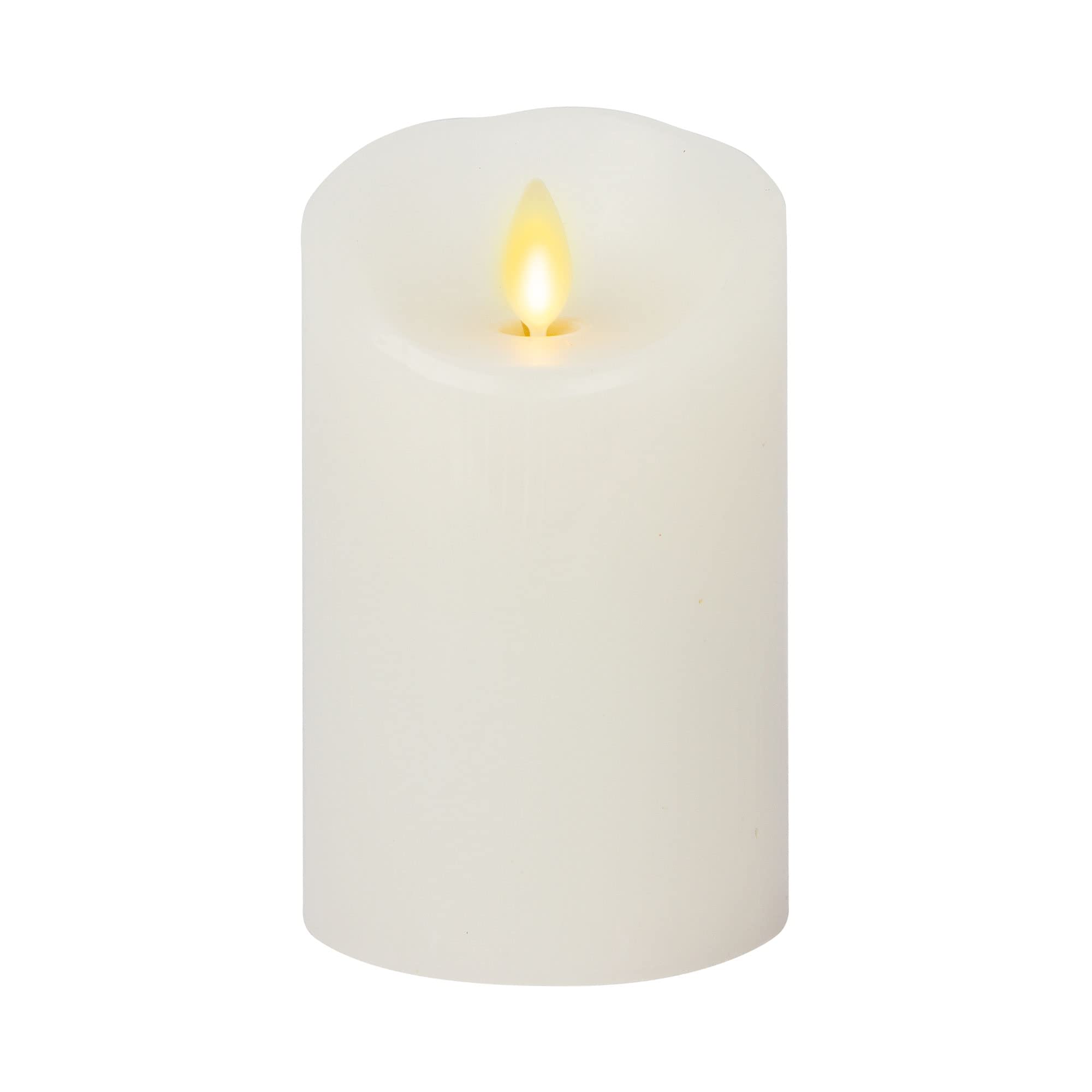 Luminara Classic Flameless LED Moving Flame Pillar Scalloped Edge - White - Unscented - Remote Ready (7.62 Centimetre Wide by 10 Centimetre Tall) — image 1