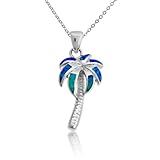 Sterling Silver Opal Palm Tree Pendant with 18