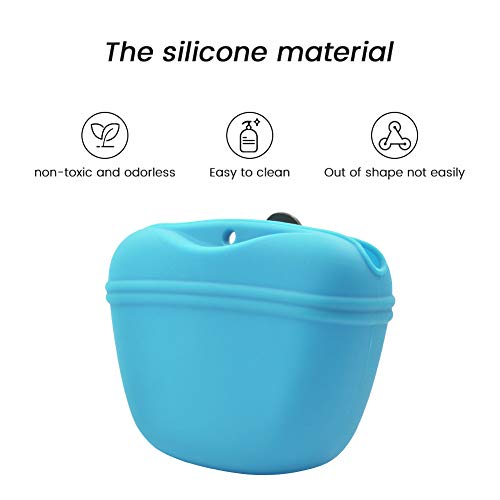 AUDWUD- Silicone Dog Treat Pouch - Clip on Portable Training Container - Convenient Magnetic Buckle Closing and Waist Clip - 100% FDA Certified Food Grade Silicone & BPA Free