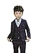 Boys Plaid Suits Formal Dress Blazer Vest Pants 3 Pieces Gray & Navy 2 Colors