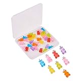 WANDIC Resin Gummy Bear Pendant, 40 Pcs 8 Colors Candy Necklace Charms Cartoon Bear Pendants for DIY Keychain Pendant Necklace Accessories