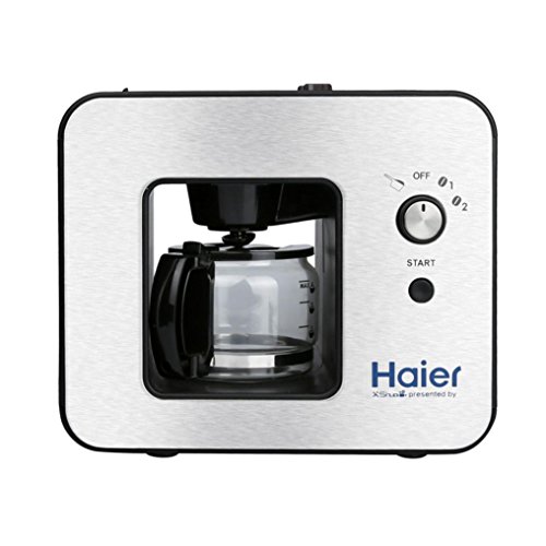Transer Removable Grinding And Filter Holder Grinding Coffee Maker Presented By Haier, 500ML Apacity, Silver (Silver)