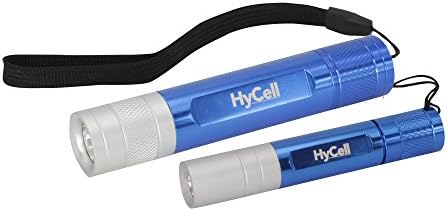 HYCELL Duo LED Light Flashlight AA Keylight Including Batteries, Aluminium, Blue/Grey