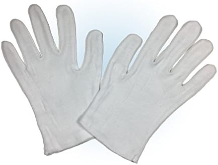 DaffaDoot Necess White Cotton Lisle Gloves, Medium Weight, One Size Fits Most, 6 Pairs (12 Gloves)
