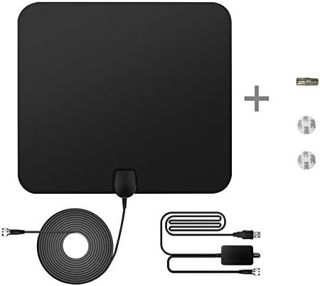 TV Antenna for Digital TV Indoor,50 Miles Range with Amplifier Detachable Signal Booster 16.5 ft Coax Cable for 1080P High Reception-Black