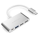 LENTION 4-in-1 USB-C Hub with Type C, USB 3.0, USB 2.0 Compatible MacBook Air 2018 2019, MacBook Pro 13/15/16 (Thunderbolt 3), ChromeBook, More, Multiport Charging & Connecting Adapter (Silver)