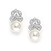 Mariell Cubic Zirconia Pearl Drop Clip-On Earrings for Women, Non-Pierced Earrings, Jewelry for Brides