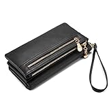 Wallets for Women Card Case Bifold Wallet Multi Card Slots with Wrist Strap