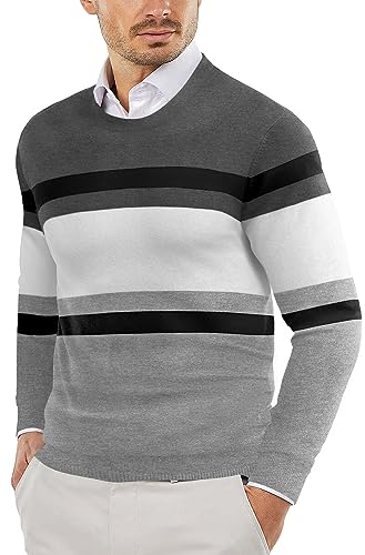 COOFANDY Mens Contrast Knit Sweater