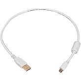 Monoprice Cable USB 2.0 A macho a Mini-B macho de 5 pines 28/24AWG con núcleo de ferrita (chapado en oro), blanco (108632)