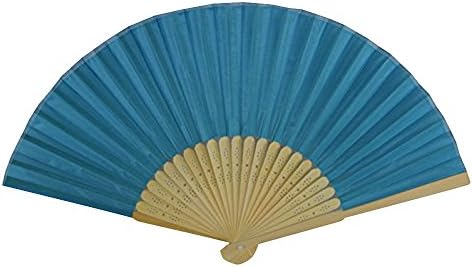 FANSOF.FANSDeep Sky Blue Pack of 10 Wholesale Silk Fabric Handheld Folding Fan with Grade A Bamboo Ribs for Women Girls Summer Party Event Favour Birthday Wedding Best Gift